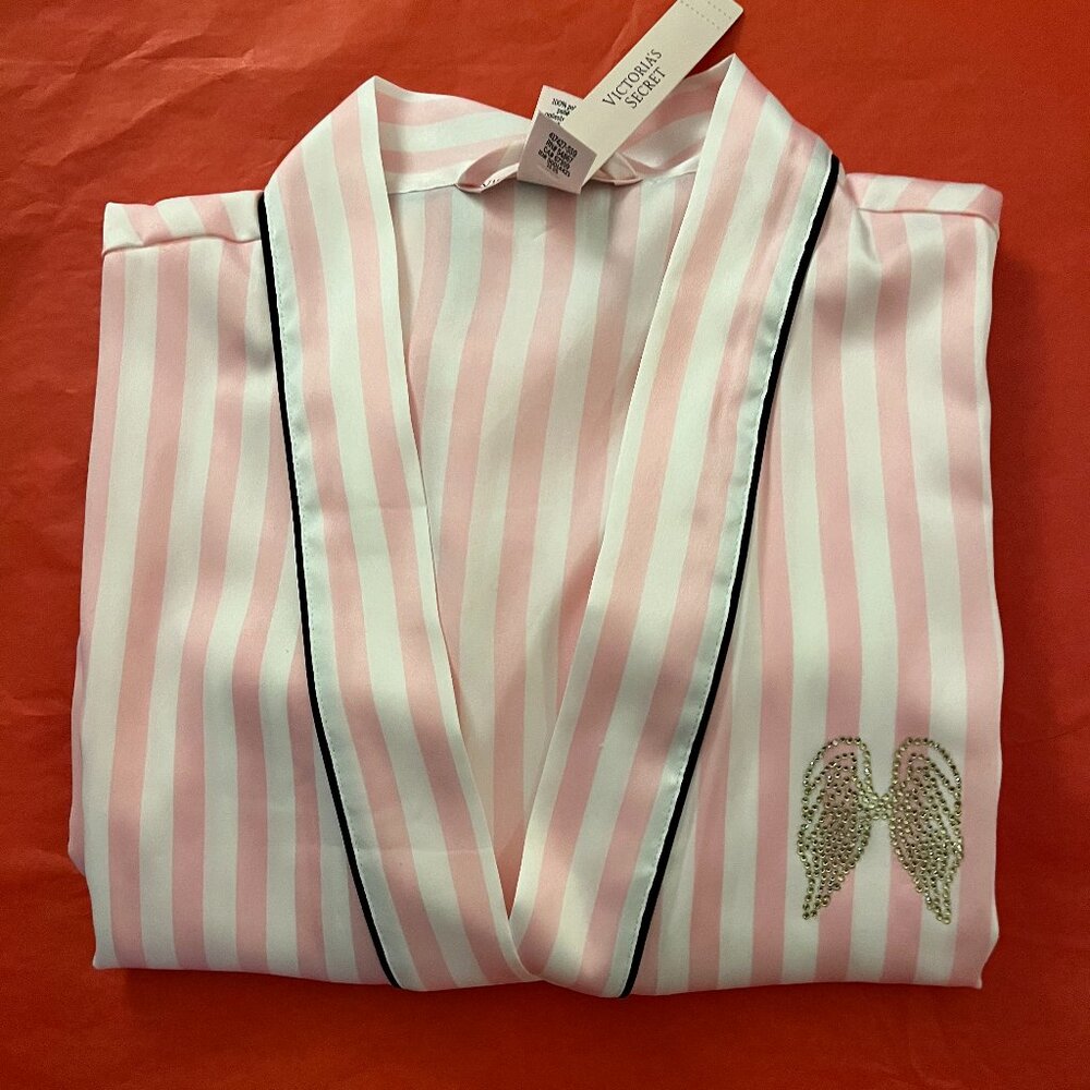 Victoria's Secret Signature Satin Short Piped Robe NWT, XS/S - Picture 4 of 5